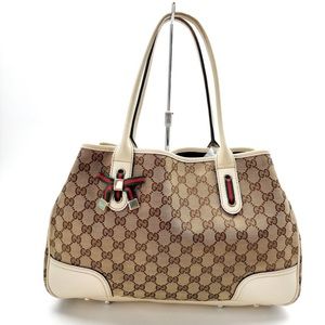 Gucci White/Beige GG Canvas and Leather Princy Tote